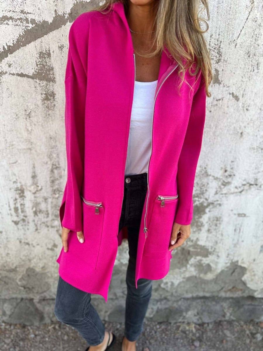 Women's Long Sleeve Zipper Casual Hooded Jacket
