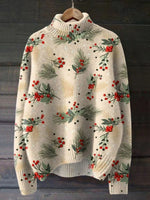 Winter Christmas Print Knit Turtleneck Pullover Sweater