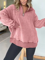 Women's Oversized Vintage Quarter-Zip Pullover