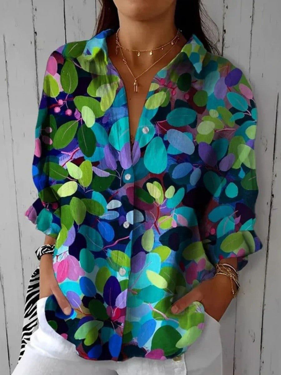 Colorful Leaf Print Top