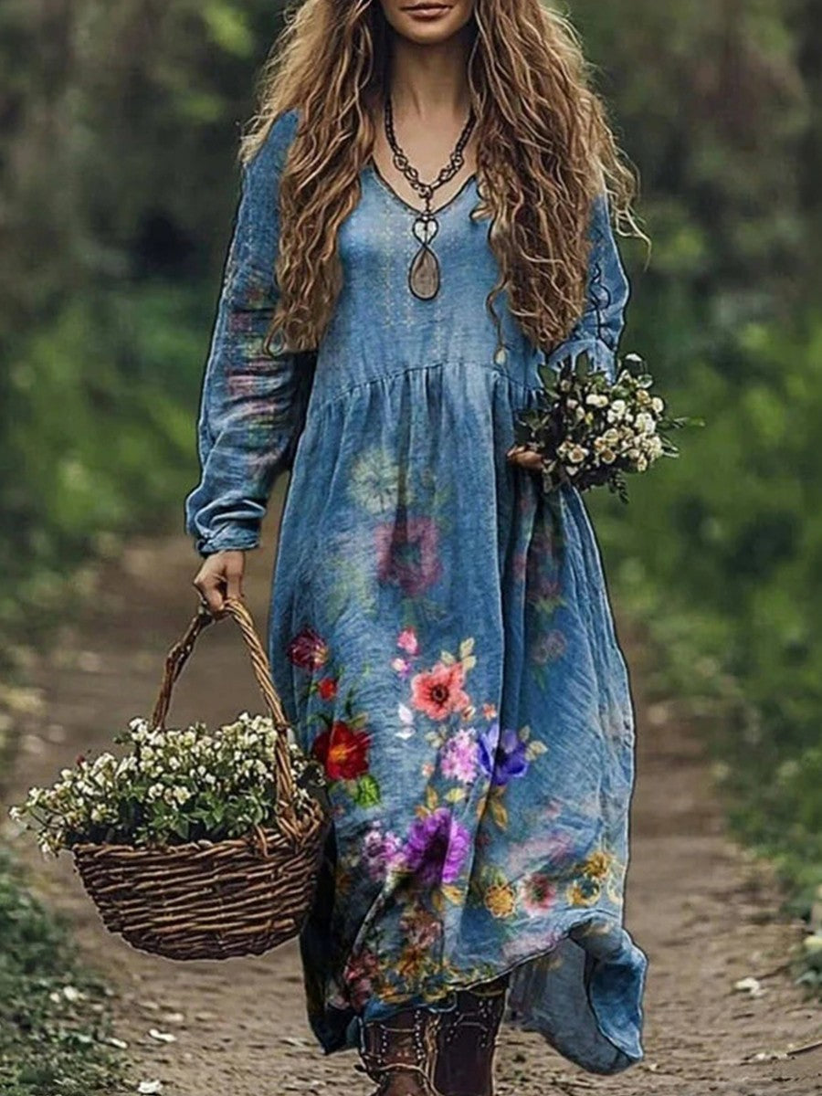 Timeless Floral Print Vintage Dress