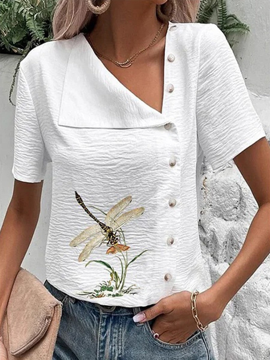 Fashion Retro Loose Short Sleeve Top