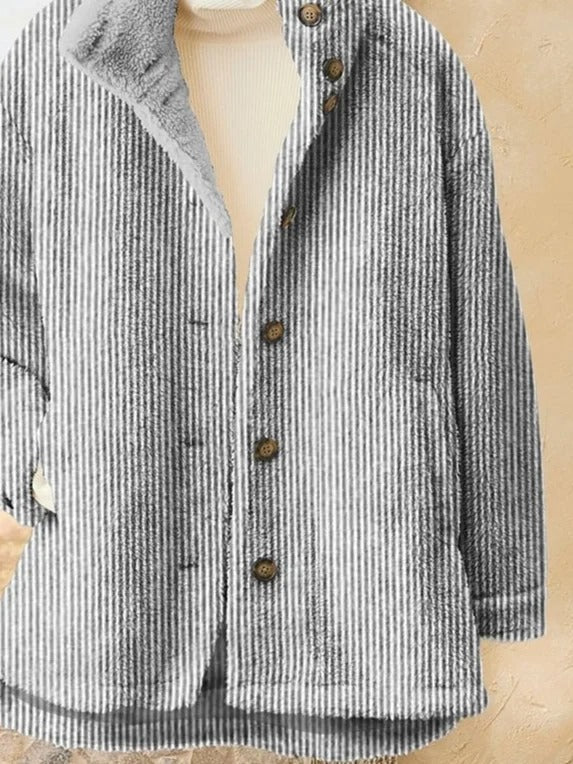 Casual Striped Thicken Warm Comfy Loose Jacket