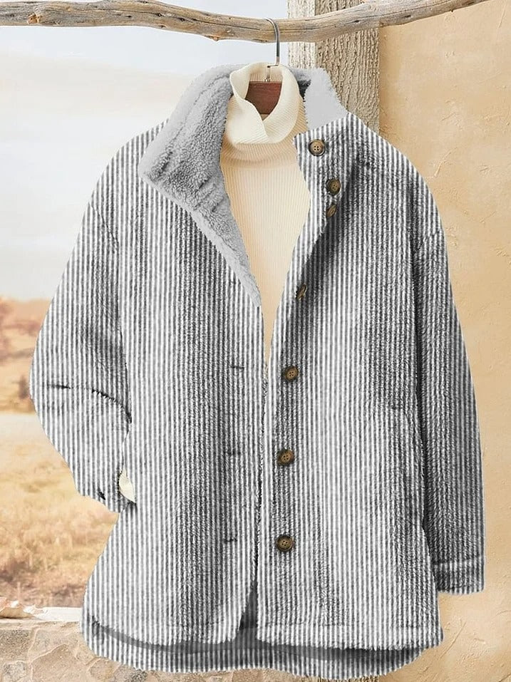 Casual Striped Thicken Warm Comfy Loose Jacket