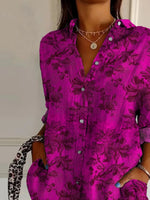 Floral Shirt Collar Long Sleeve Regular Micro-Elasticity Loose Shirt