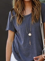 Casual Plain Loose Jersey Short Sleeve T-Shirt