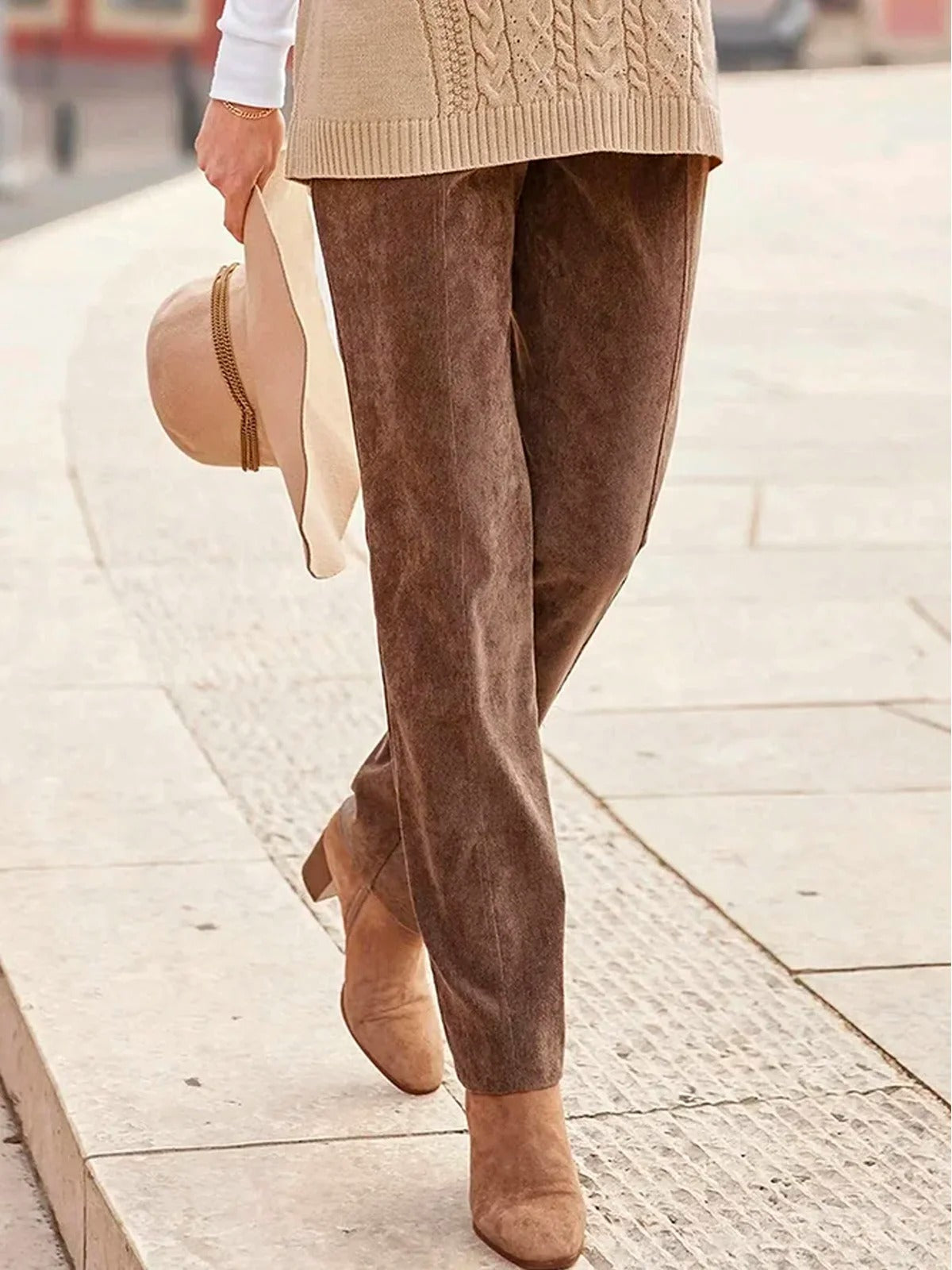 Casual Plain Daily Going Out Comfy Straight Pants