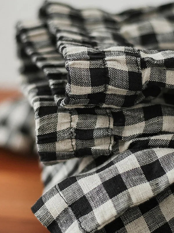 Artistic Plaid Drawstring Loose Pants
