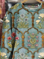 Floral Print Crew Neck Long Sleeve Sweatshirt