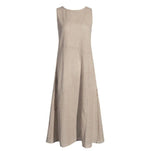 CasualStripedCrew Neck SleevelessCotton Midi Fit Dress