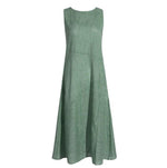 CasualStripedCrew Neck SleevelessCotton Midi Fit Dress