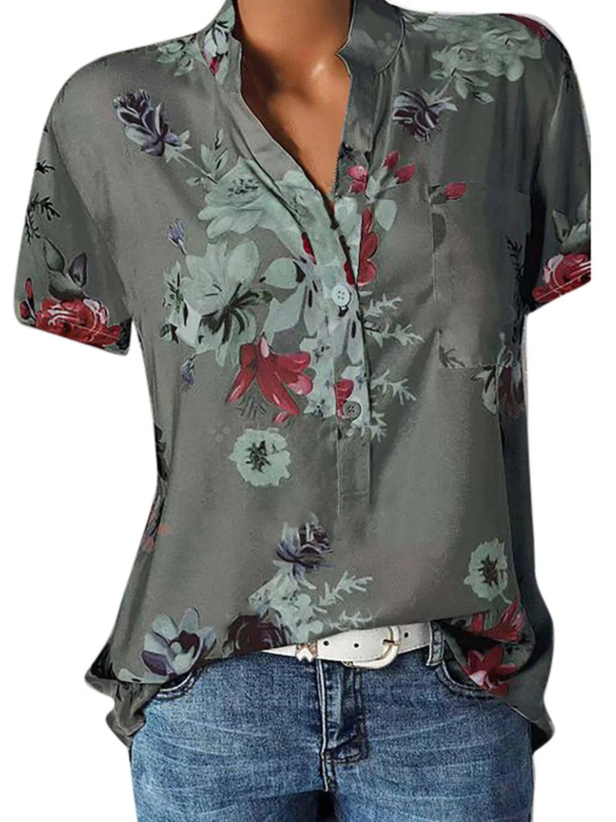 Floral Short Sleeve Casual Summer Blouses