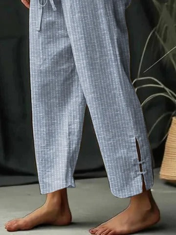 Loose Casual Striped Straight Pockets Pants