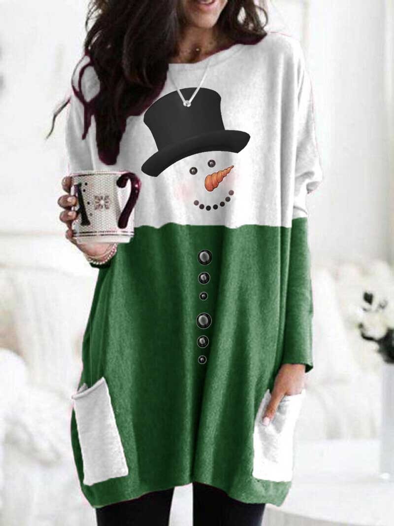 Snowman Print Long Sleeve Sweatshirt