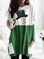 Snowman Print Long Sleeve Sweatshirt