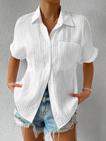 New Shirt Collar Casual Buttoned Loose Blouse