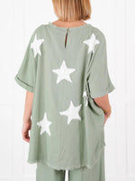 Women's Casual Star Patch Two Piece Set