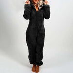 Women's Pajamas Furry Zipper Jumpsuit Hooded Pajamas