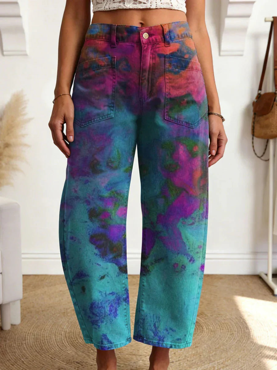 Women's Geometry Art Print Casual Trousers With Pockets