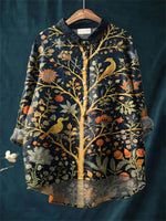 Women's Indian Art Print Casual Long Sleeve Shirt