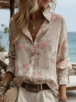 Romantic Floral Print Long Sleeve Shirt
