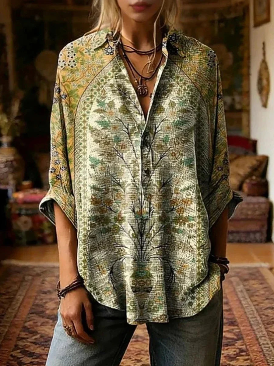 Floral Print Long Sleeve Blouse