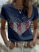 Women's Retro Print Round Neck Short Sleeve T-shirt