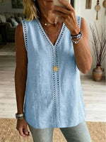 Casual V-neck Sleeveless Patchwork Top