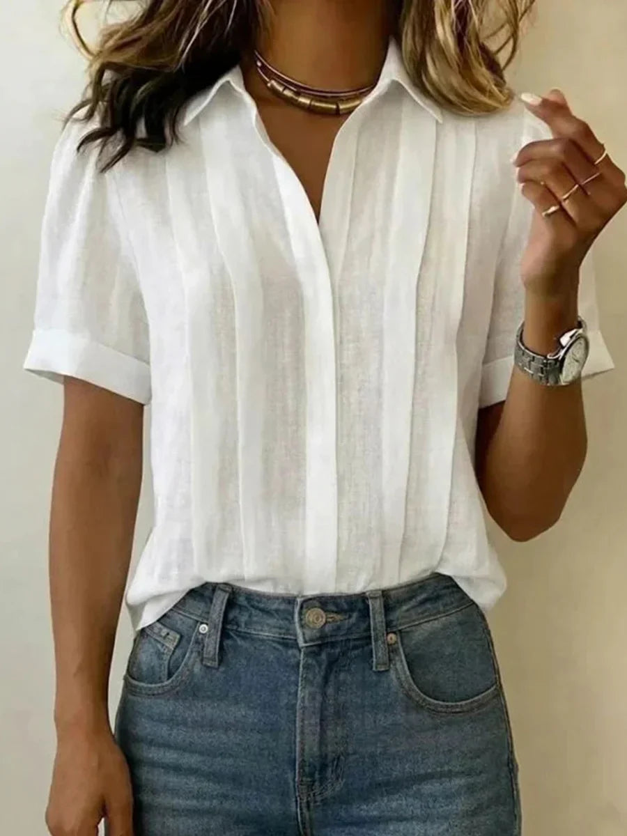 Solid Color Casual Short Sleeve Blouse