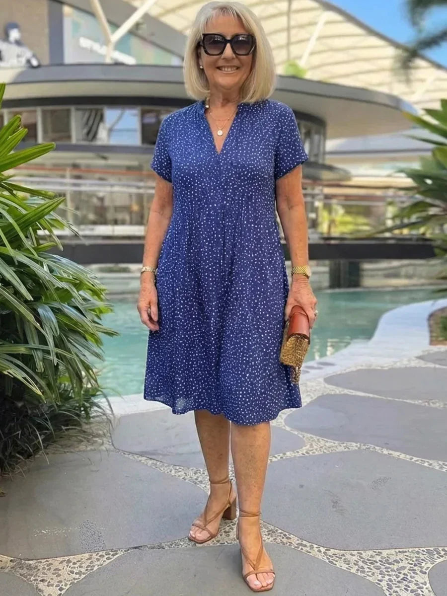 Dreamy Blue Short Sleeve Midi Dress