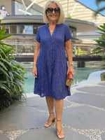 Dreamy Blue Short Sleeve Midi Dress
