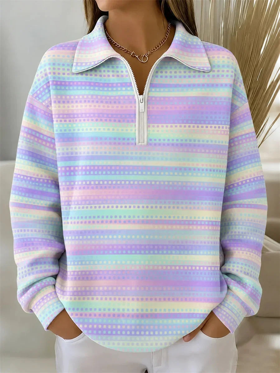 Casual Crew Neck Long Sleeve Ombre Sweatshirt