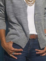 Solid Color V-neck Buttons Long Sleeves Sweater Cardigan