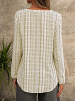 Plaid V-neck Buttons Casual Long Sleeves Blouse