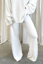 Solid Color V-neck Casual Sweater Two Piece Suit