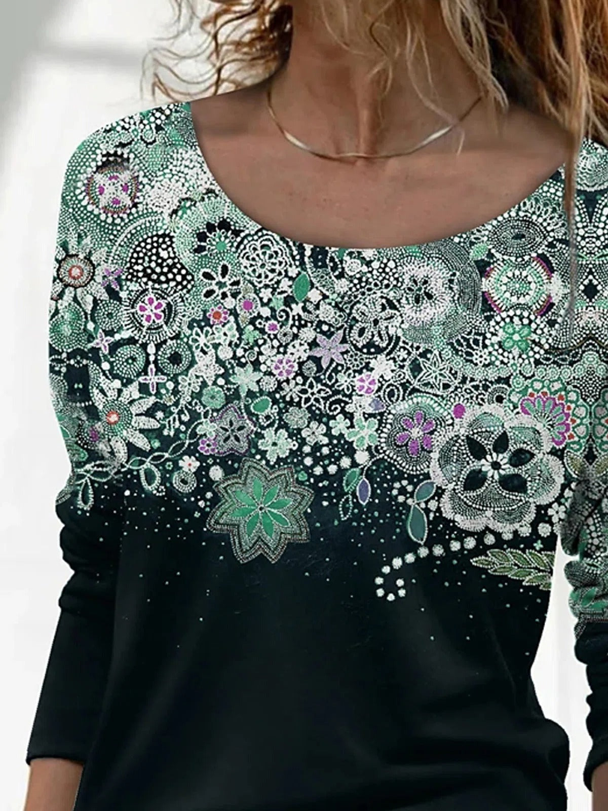Floral Print Crew Neck Daily Long Sleeves Sweatshirt