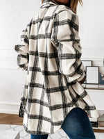 Plaid Print Lapel Buttons Long Sleeves Shirts Jacket