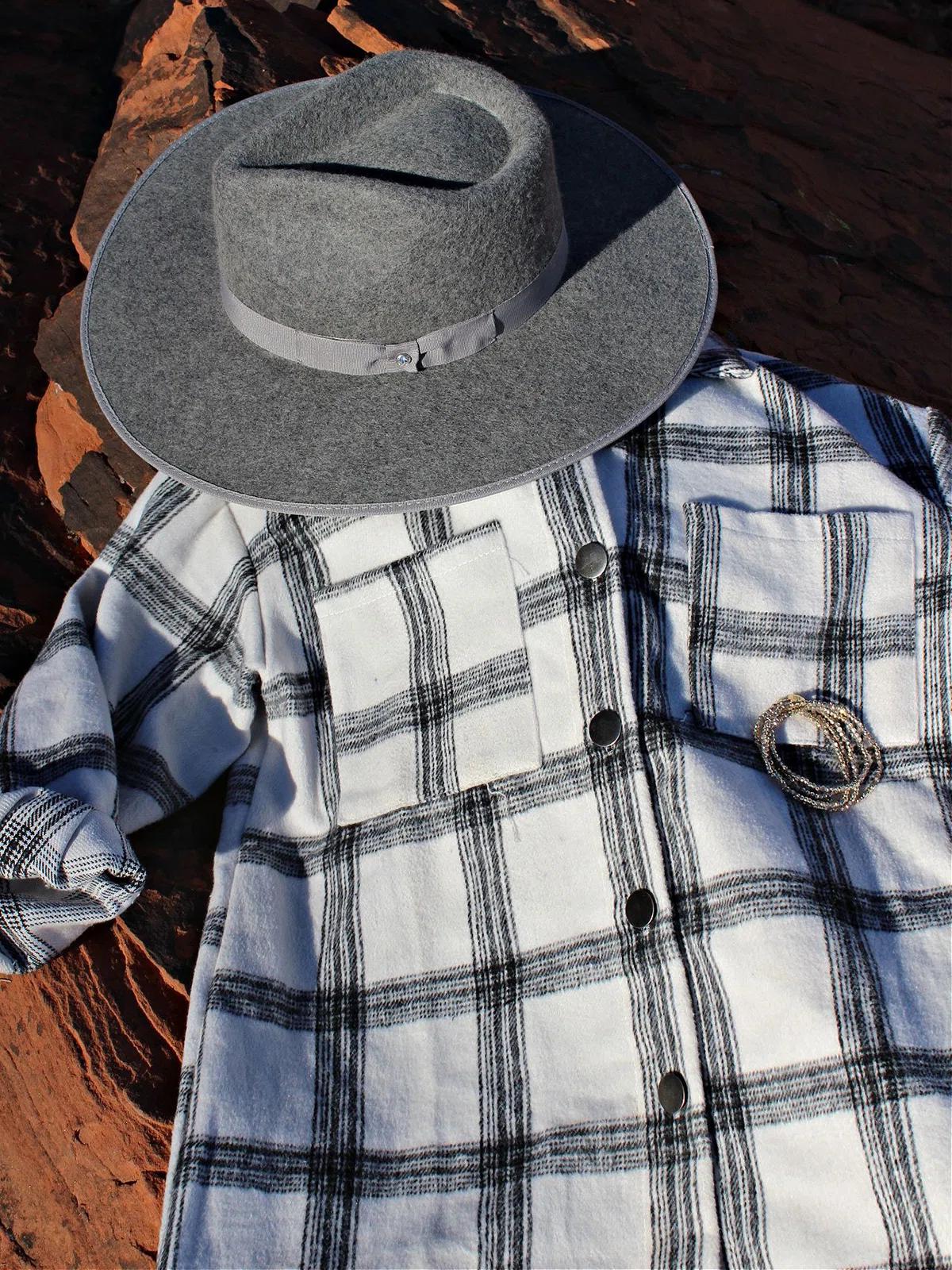 Plaid Print Lapel Buttons Long Sleeves Shirts Jacket