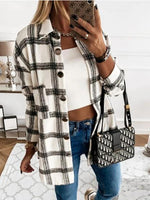 Plaid Print Lapel Buttons Long Sleeves Shirts Jacket