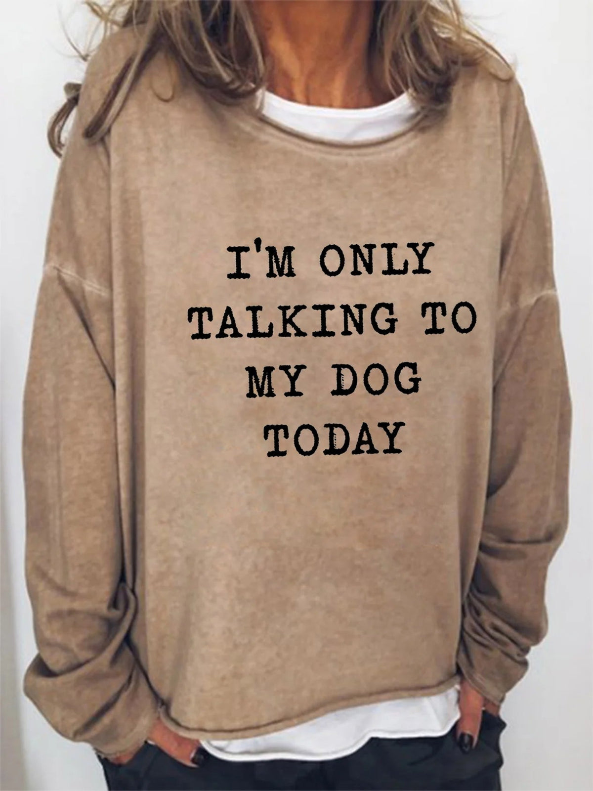 Alphabet Print Crew Neck Long Sleeves Sweatshirt