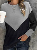 Plain Round Neck Casual Long Sleeves Sweatshirt