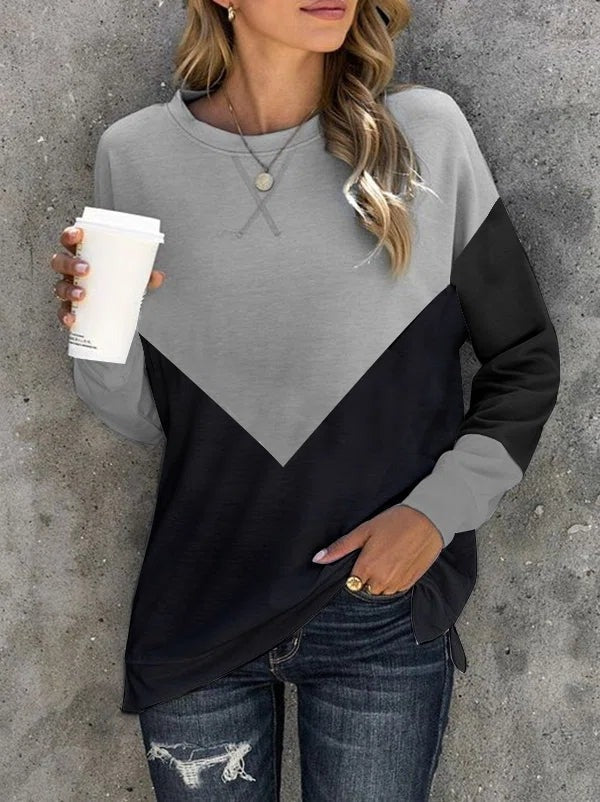 Plain Round Neck Casual Long Sleeves Sweatshirt