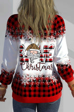 Christmas Love Print V-neck Long Sleeves Sweatshirt