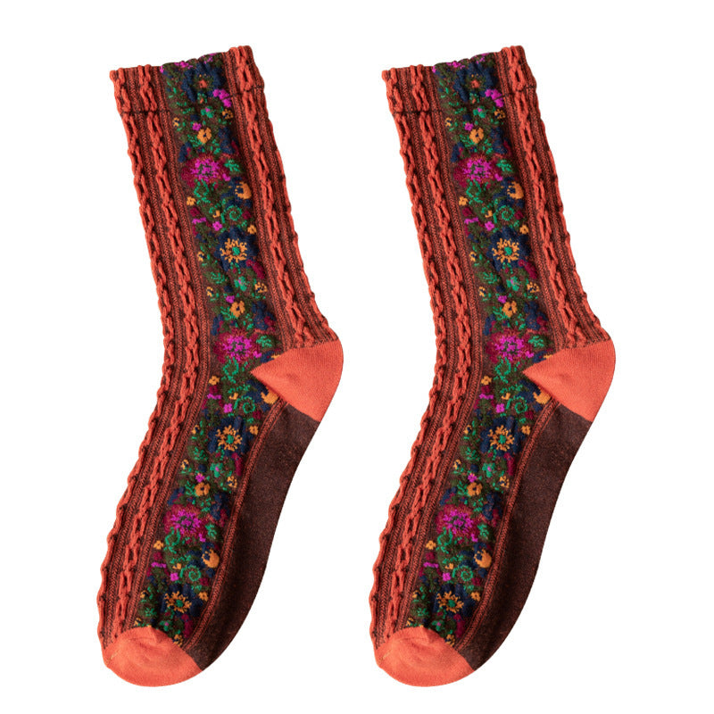 Vintage Embroidered Floral Socks