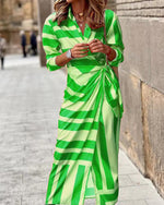 Women's Casual Long Sleeve Print Long Skirts