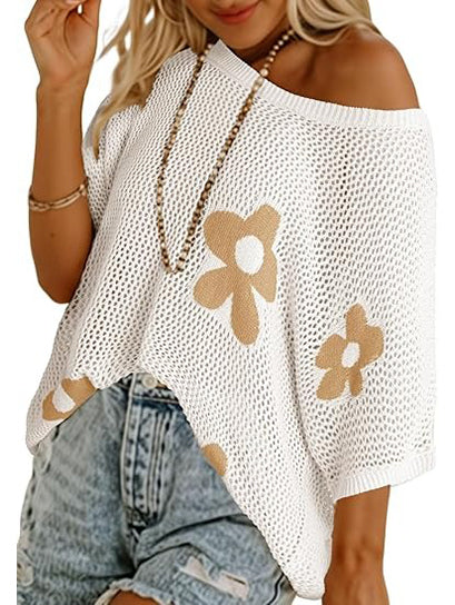 Summer 2026 Short Sleeve Floral Crochet Tops