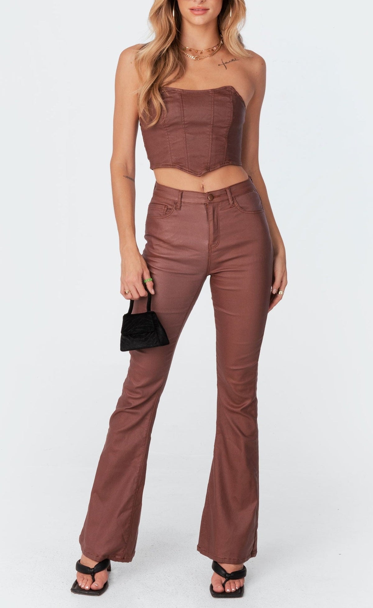 Faux Leather Flare Pants