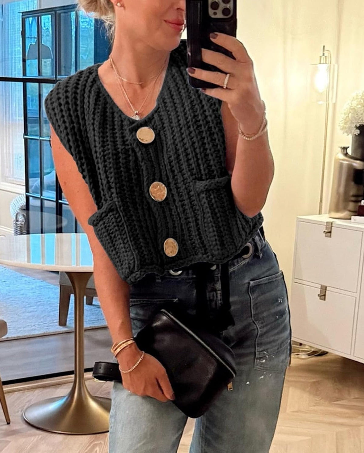 Women's Crochet Knit Sweater Vest