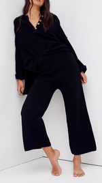 Button Knit Sweater 2-Piece Loungewear Set