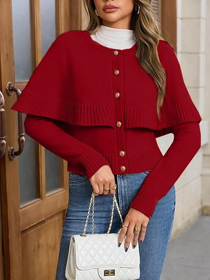 Women'sLong Sleeve Fall Knit Cape Sweaters